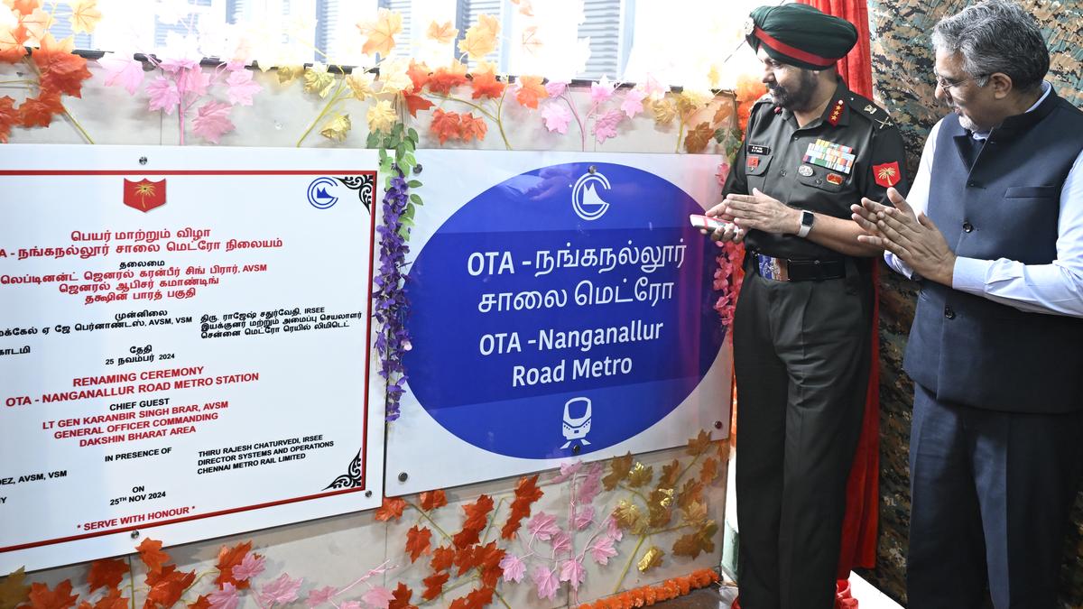 Nanganallur Metro Station renamed to honour Army The Hindu